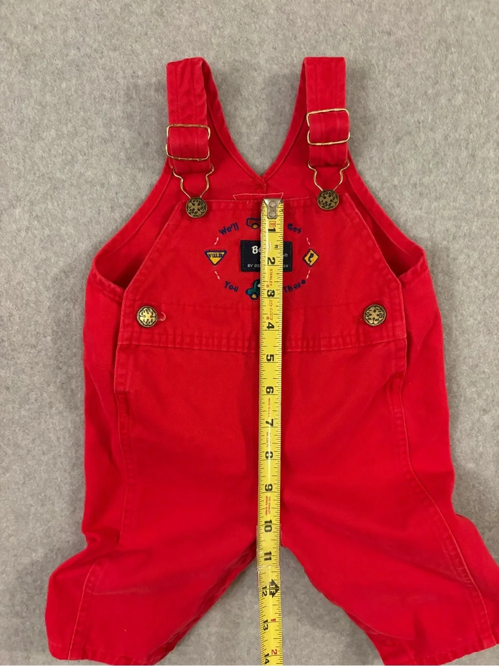 Vintage OshKosh Baby B’Gosh Red Car Vehicle Embroidered Overalls 6/9M USA Made